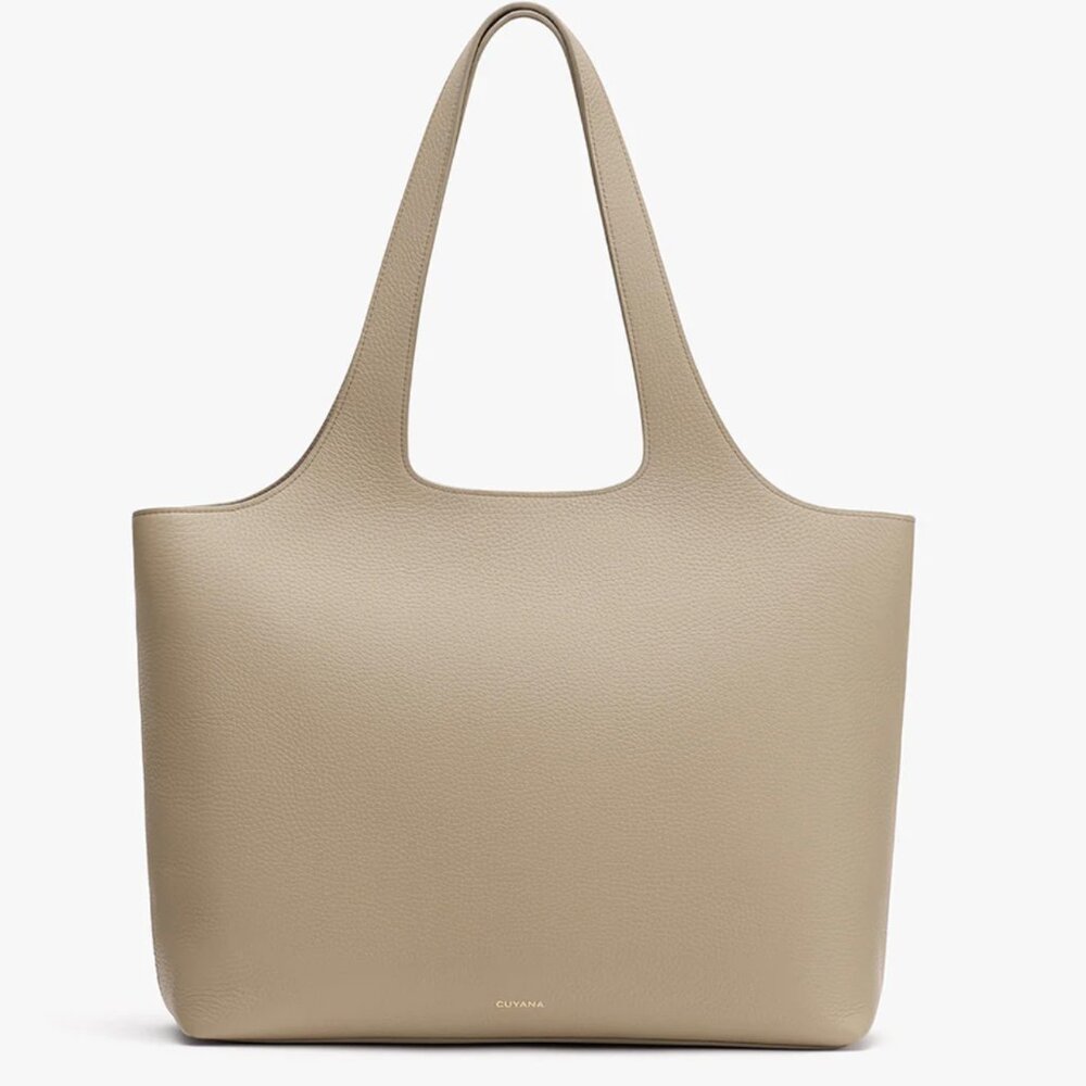 Cuyana System Zipper Tote 16-inch in Stone Pebble Leather